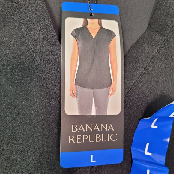 Banana Republic Women's Black Short Sleeve V-Neck Blouse Size Large New - Picture 4 of 11